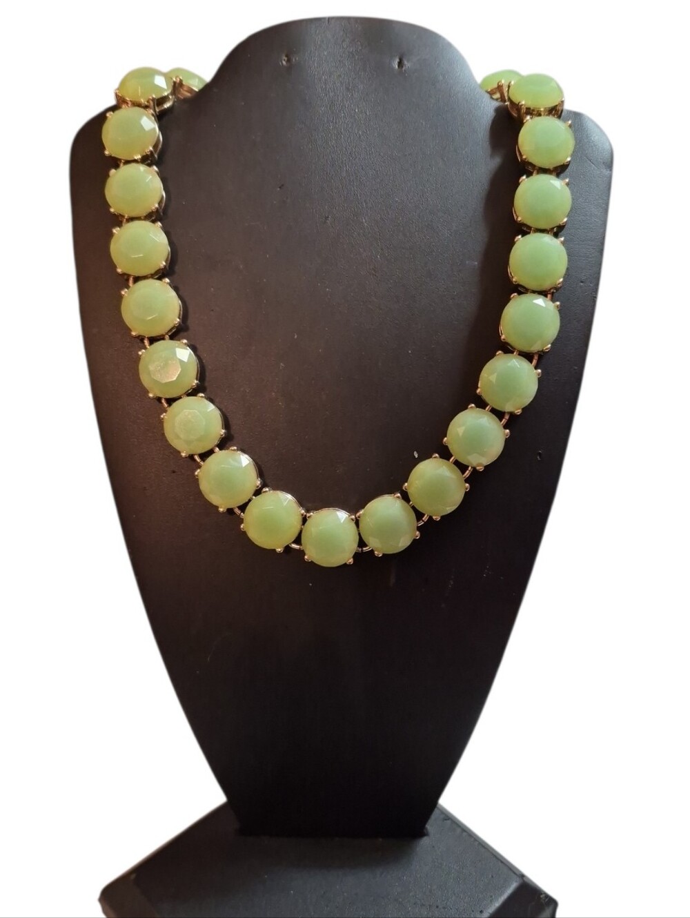 J Crew Y2K Green Cabochon Gold Tone Statement Necklace Adjustable VTG Jewelry